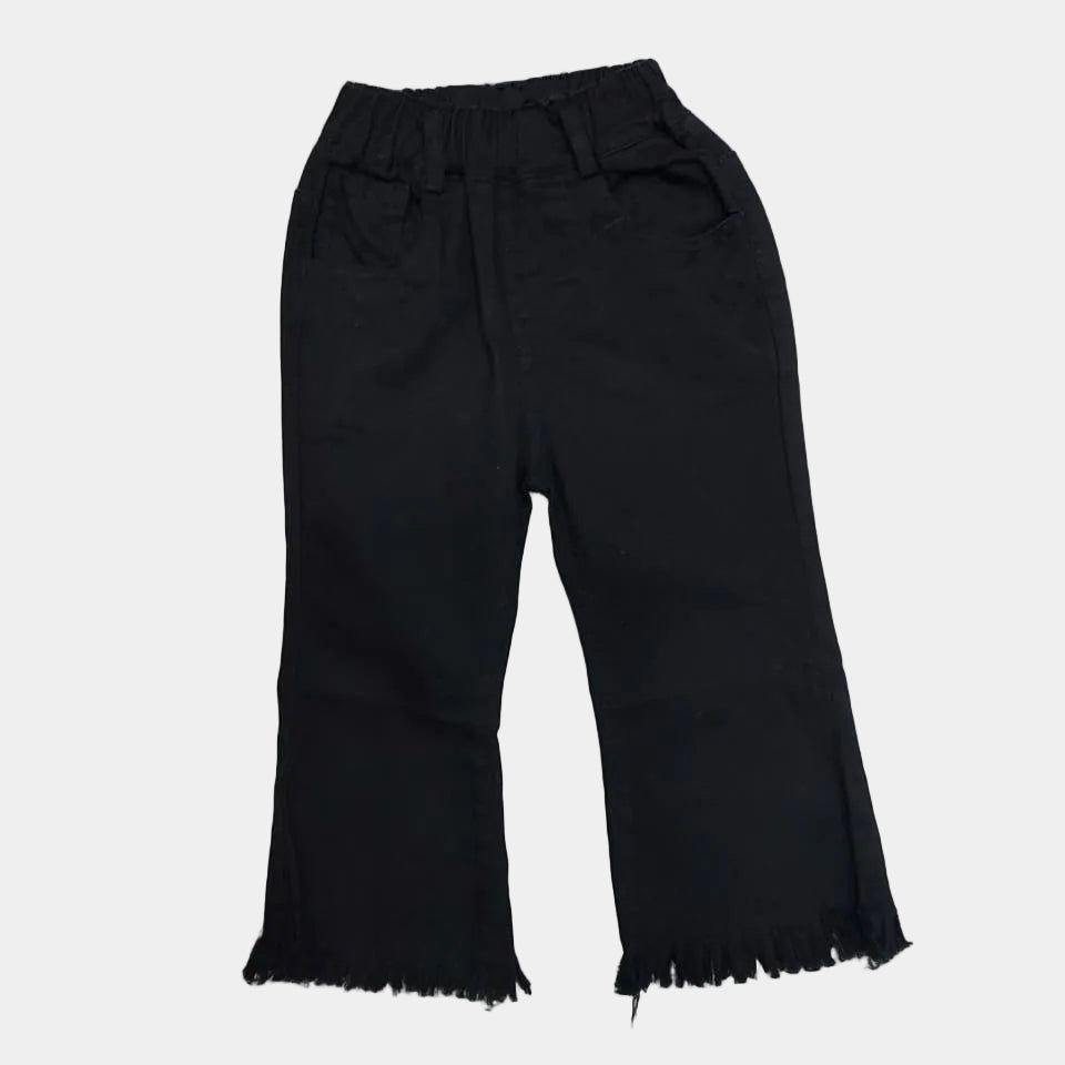 Black pants on a white surface