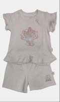Pink baby outfit with floral design 