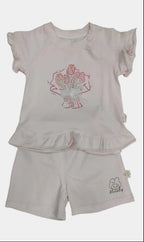 Pink baby outfit with floral design 