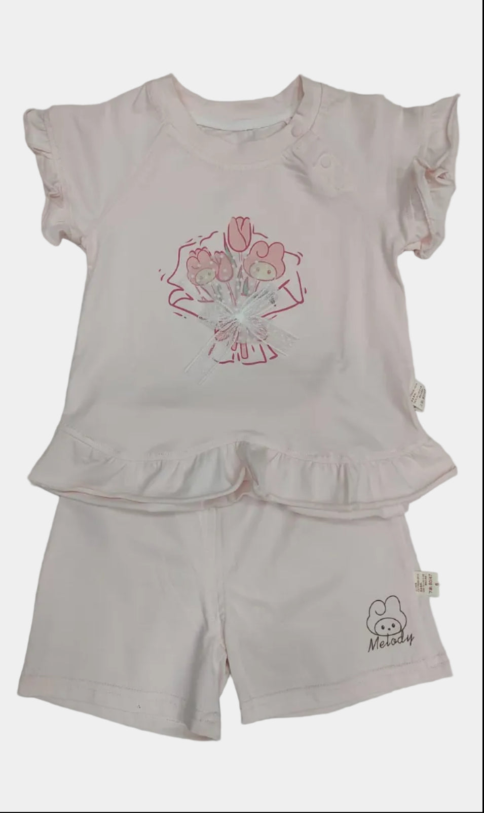 Pink baby outfit with floral design 