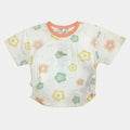 Baby bib with floral pattern on a white background