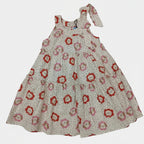 Children's floral dress with red and pink flowers on a white background