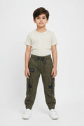 Green cargo pants with multiple pockets