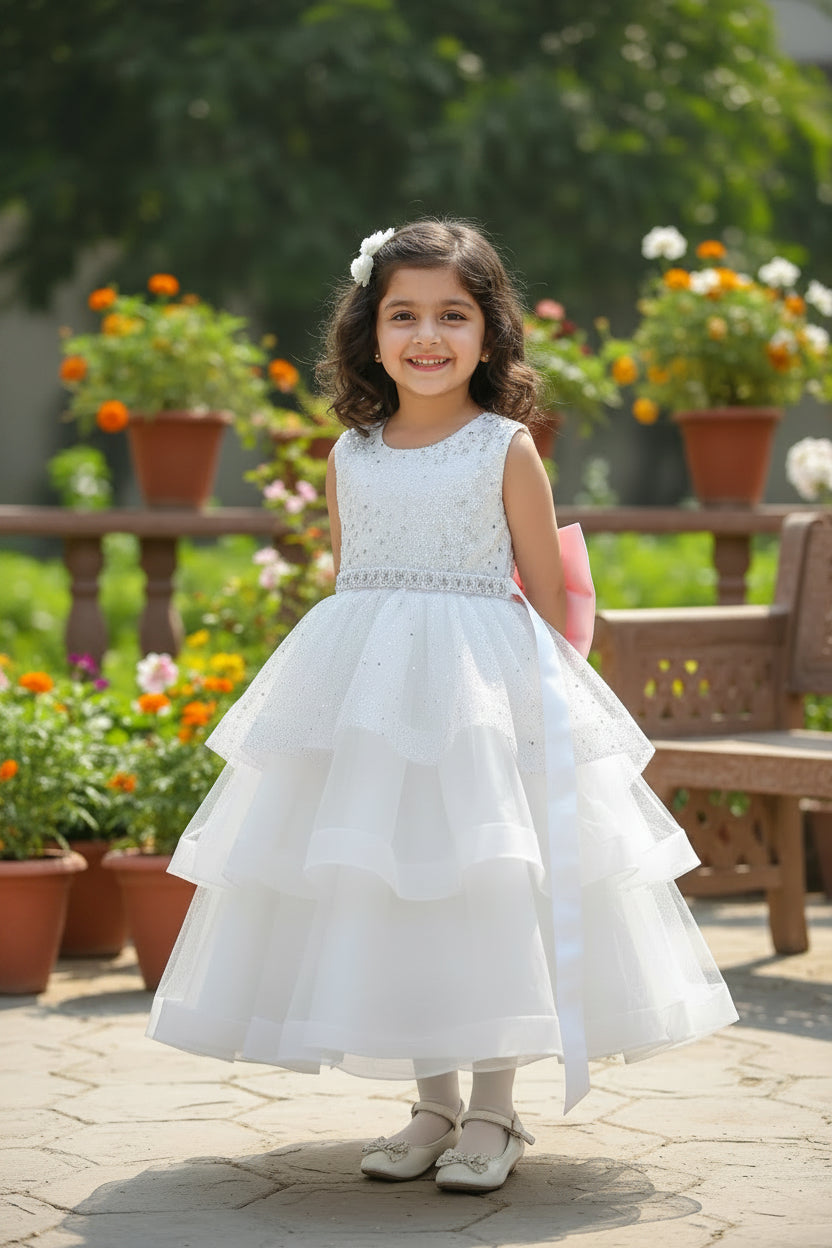 White blouse with decorative elements on a white background
