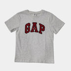Gray t-shirt with red 'GAP' logo on a light gray background