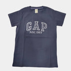 Navy blue t-shirt with 'GAP NYC 1969' logo on a light gray background