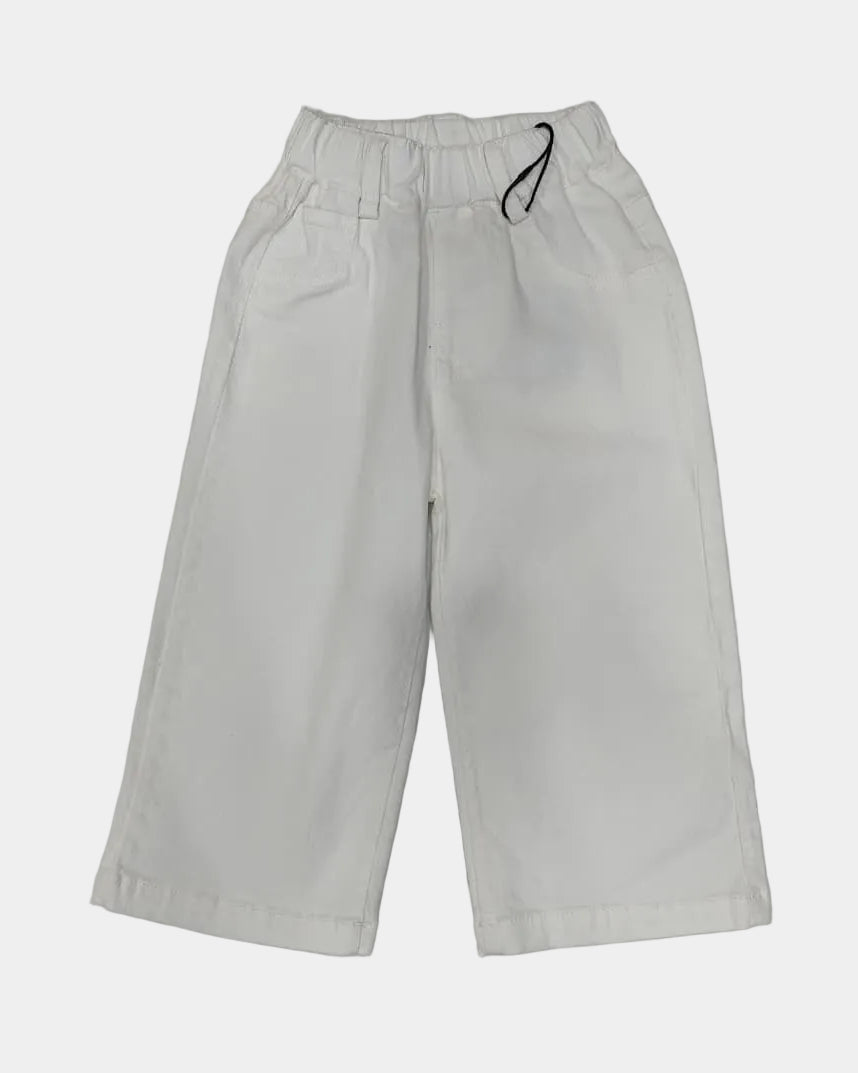 White pants on a light gray background
